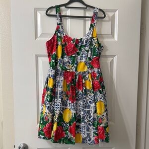 Floral and Lemon Print Dress